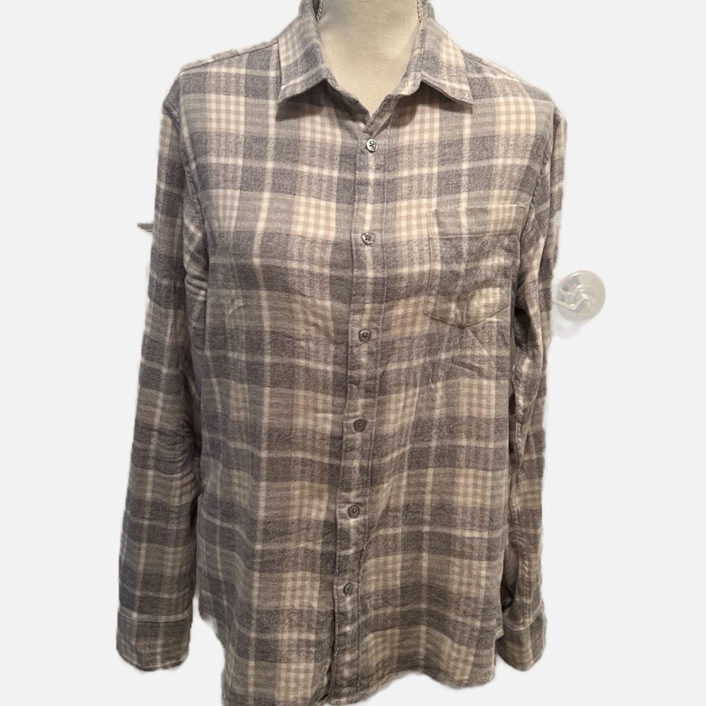 Apt. 9 Gray and Cream Checkered Button-Down Shirt